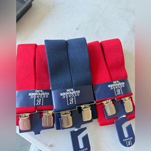 Pack 3 George Vibrant Red and Navy Suspenders